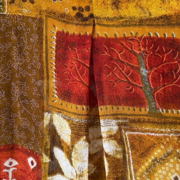 PRICE FIRM Vintage Duster Bohemian Multicolor Button-Down Flowy Sheer Top - Picture 9 of 11